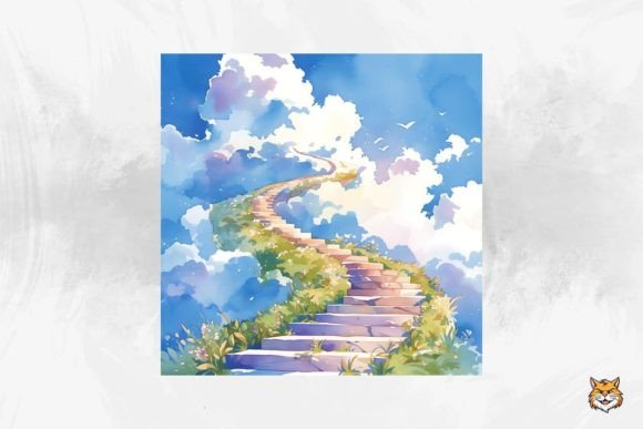 Download Stairway to Heaven Watercolor Background Background - Premium Resources