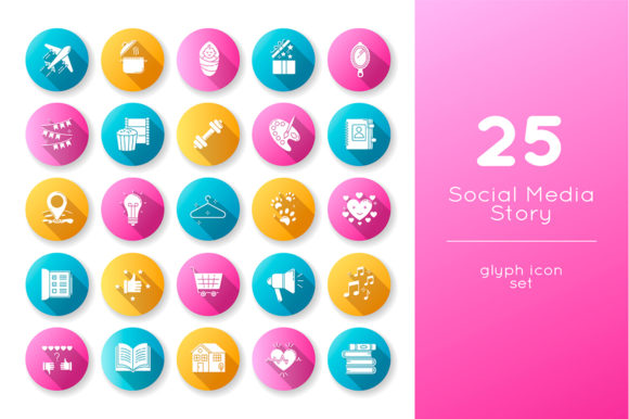 Download Social Media Story Glyph Icons Set - Premium Resources