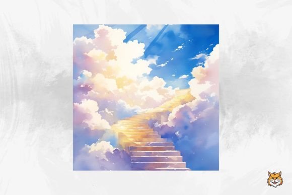 Download Stairway to Heaven Watercolor Background Background - Premium Bundle