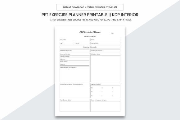 Download Pet Exercise Planner KDP Latest Model - Pet exercise Collection
